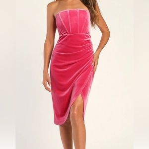 Lulus pink velvet mini dress